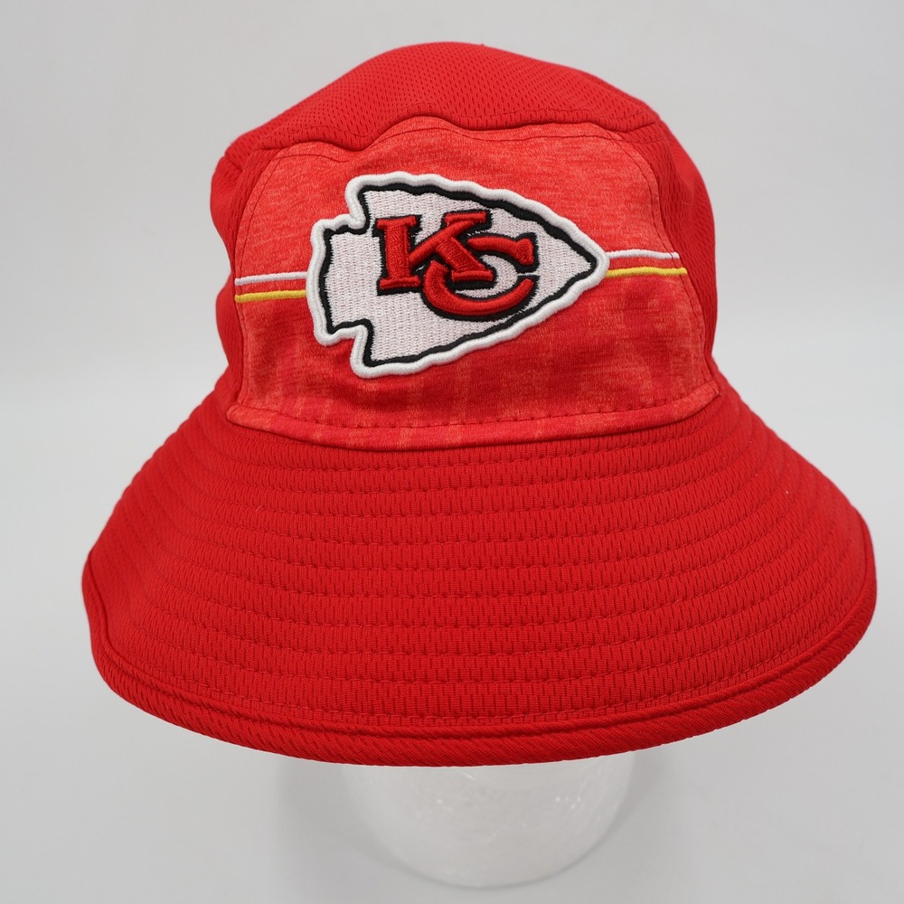 New Era Bucket Hat Mens OSFM Red Kansas City Chiefs NFL Mesh Sun Hat